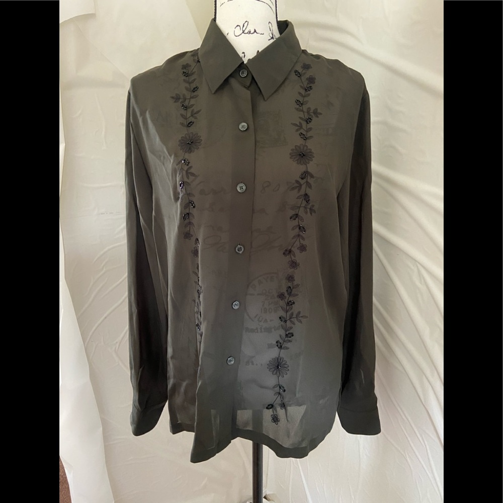 Beaded Josephine Chaus Sheer Blouse J